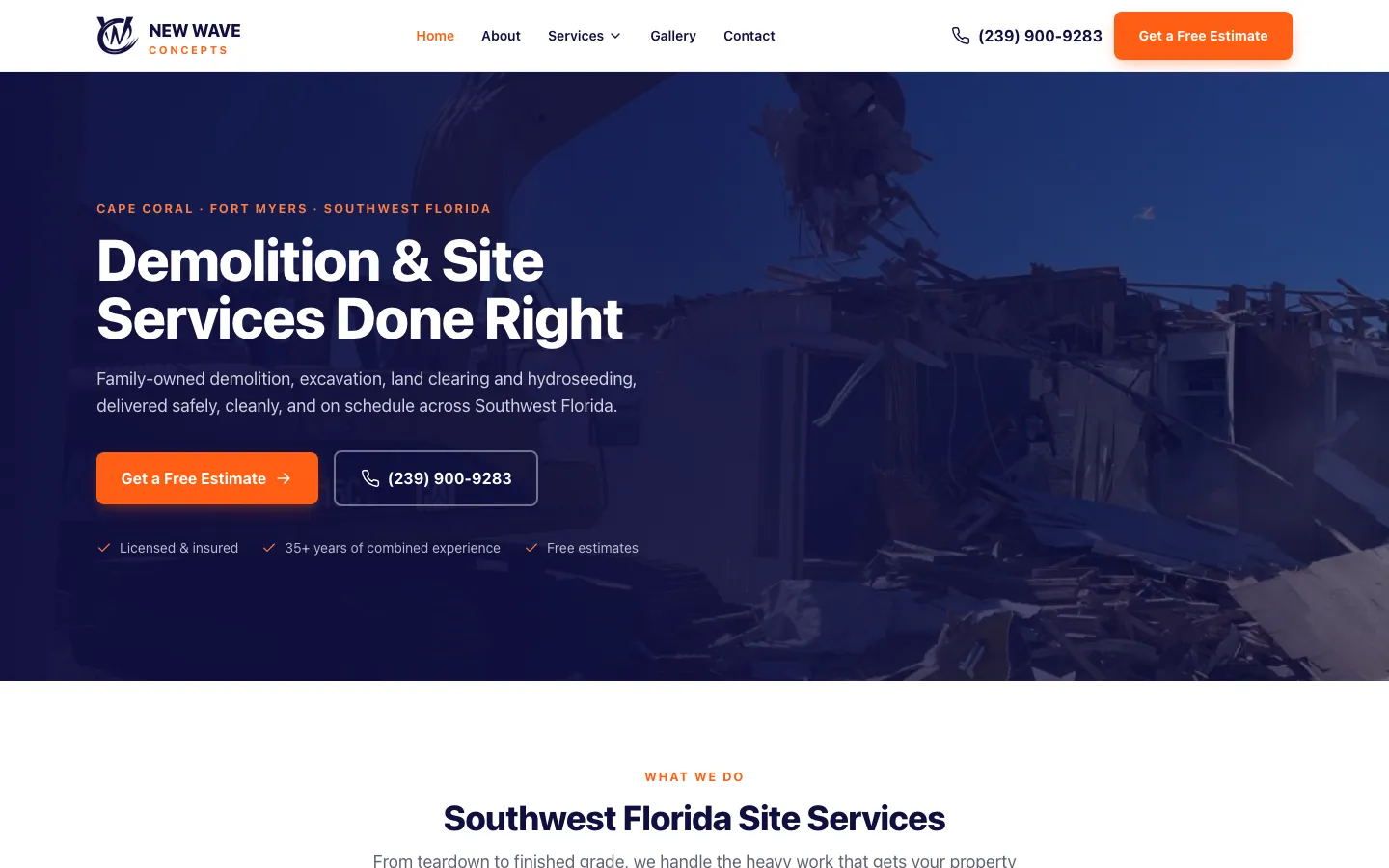 newwavedemolition.com homepage