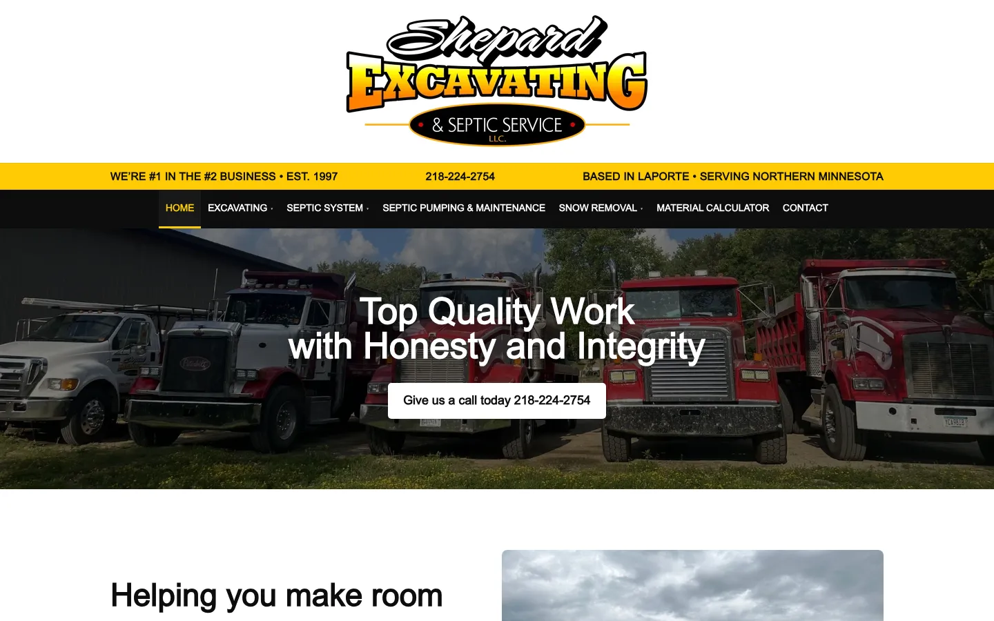 shepardexcavating.com homepage